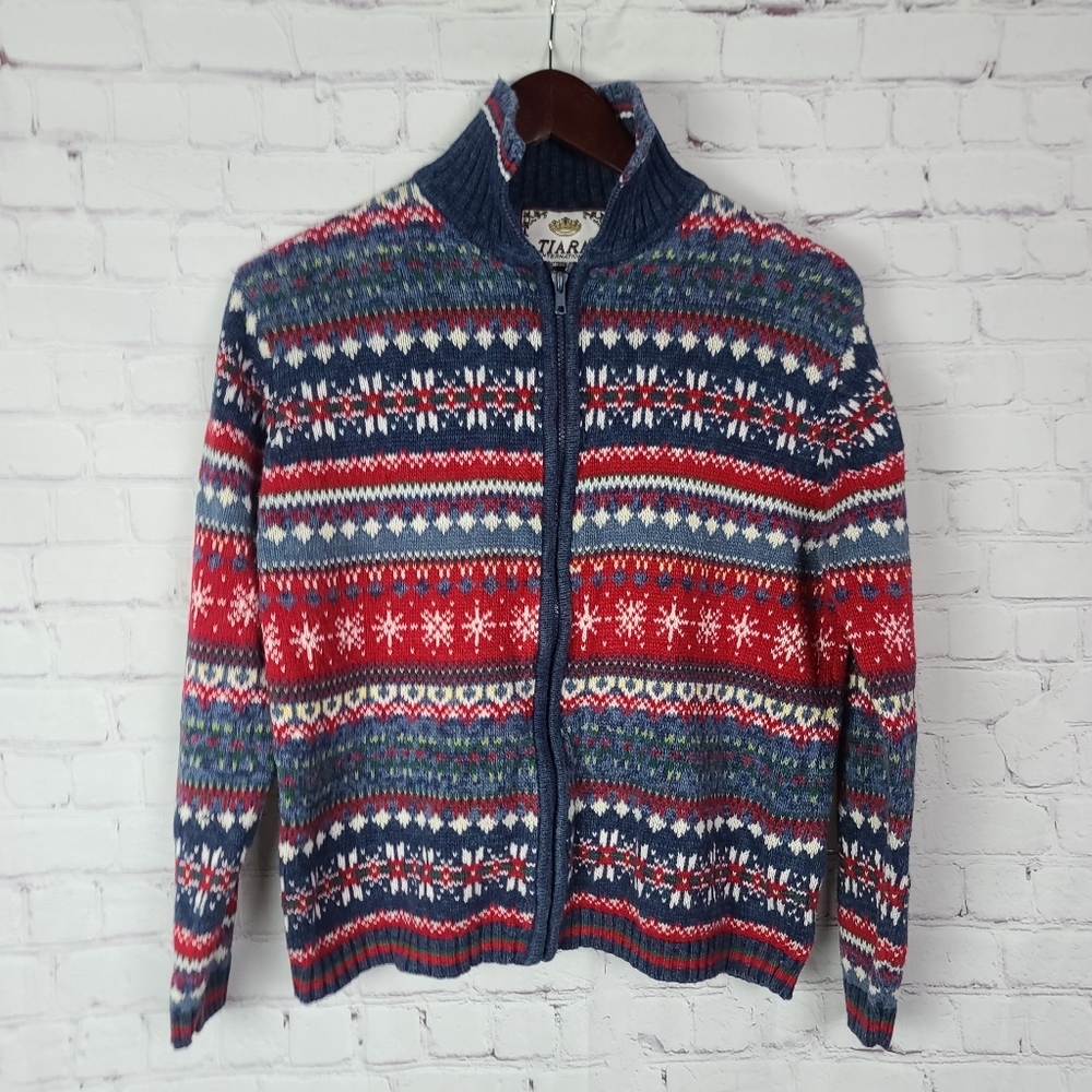 Tiara International Nordic Zippered Sweater. Sz M